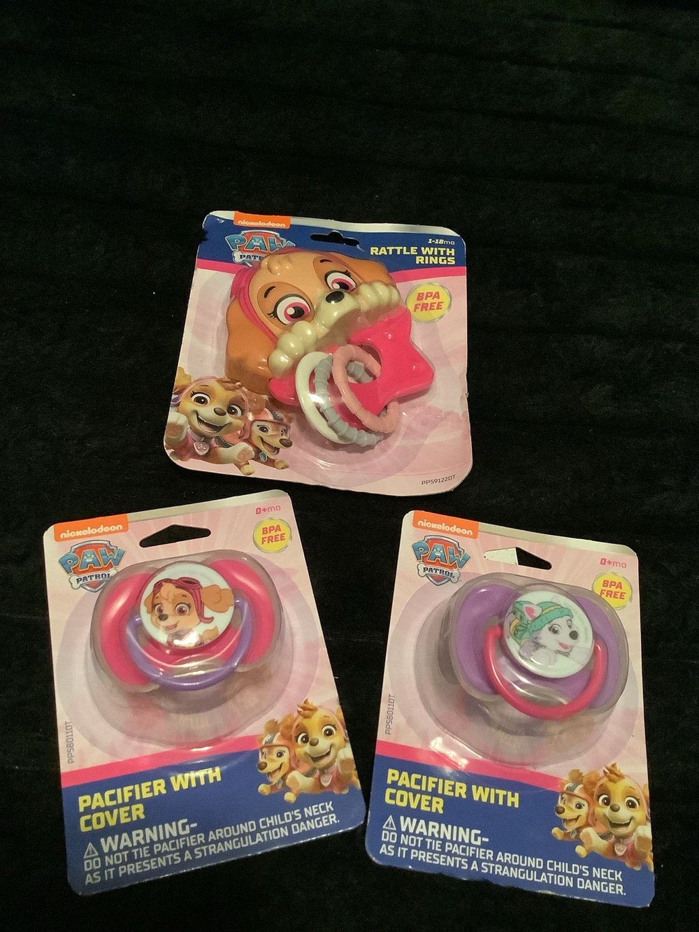 Nickelodeon PAW Patrol Pink and Purple Pacifier & Pink Star Rattle Set